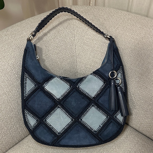 RARE MICHAEL KORS Patchwork Hobo Bag - Blue and Black - Picture 1 of 5